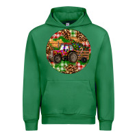 Emerald Christmas Farm Red Tractor Urban Hoodie - RanaPortraitStore