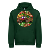 Forest Green Christmas Farm Red Tractor Urban Hoodie - RanaPortraitStore