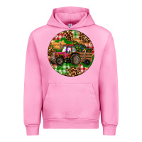 Fuchsia Pink Christmas Farm Red Tractor Urban Hoodie - RanaPortraitStore