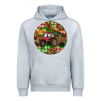 Heather Grey Christmas Farm Red Tractor Urban Hoodie - RanaPortraitStore