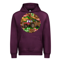 Mauve Wine Christmas Farm Red Tractor Urban Hoodie - RanaPortraitStore