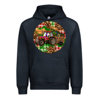 Navy Christmas Farm Red Tractor Urban Hoodie - RanaPortraitStore