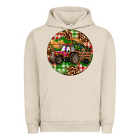 Pigment French Oak Christmas Farm Red Tractor Urban Hoodie - RanaPortraitStore