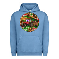 Pigment Pebble Blue Christmas Farm Red Tractor Urban Hoodie - RanaPortraitStore