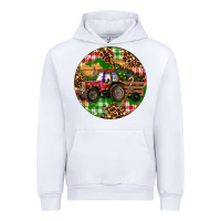 White Christmas Farm Red Tractor Urban Hoodie - RanaPortraitStore