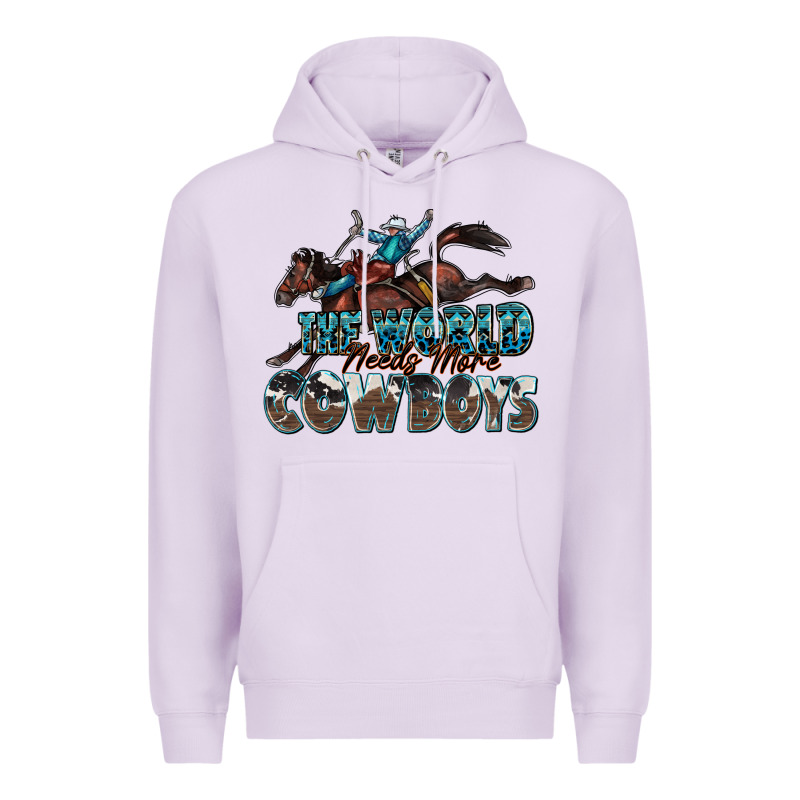 The World Needs More Cowboys Premium Hoodie by Zillion Design Studio | Teevron