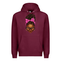 Burgundy afro messy bun pink bow Premium Hoodie - texasbilliewilder
