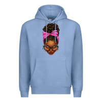 Colony Blue afro messy bun pink bow Premium Hoodie - texasbilliewilder