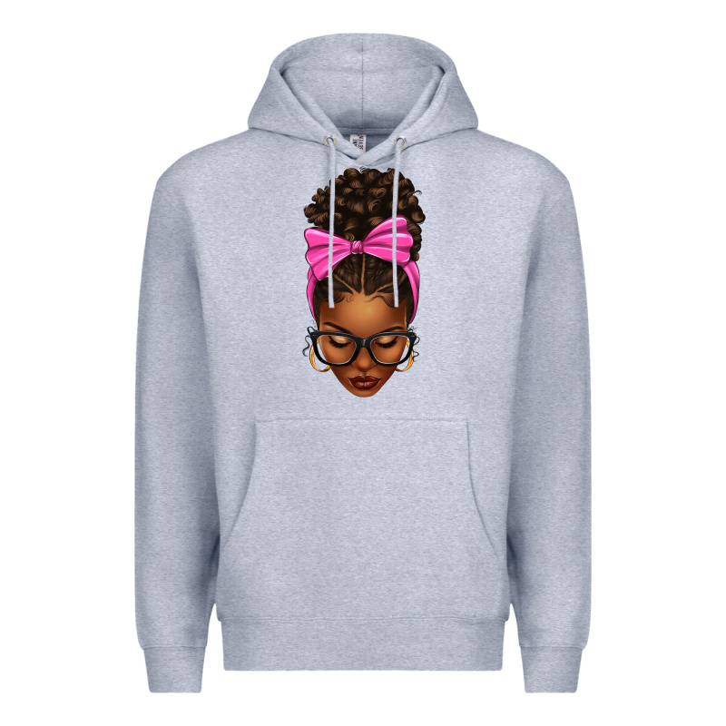 Afro Messy Bun Pink Bow Premium Hoodie by texasbilliewilder | Teevron