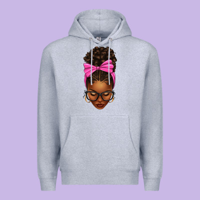 Afro Messy Bun Pink Bow Premium Hoodie Designed By Texasbilliewilder