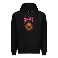Black afro messy bun pink bow Premium Hoodie - texasbilliewilder