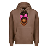 Chestnut afro messy bun pink bow Premium Hoodie - texasbilliewilder