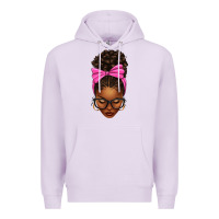 Lilac afro messy bun pink bow Premium Hoodie - texasbilliewilder