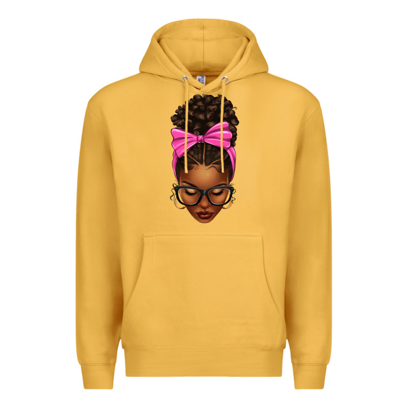 Afro Messy Bun Pink Bow Premium Hoodie by texasbilliewilder | Teevron