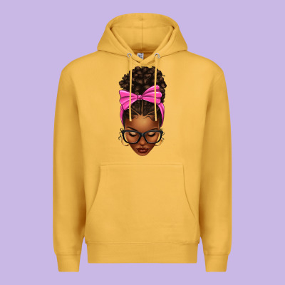 Afro Messy Bun Pink Bow Premium Hoodie Designed By Texasbilliewilder