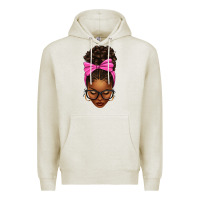 Oatmeal Heather afro messy bun pink bow Premium Hoodie - texasbilliewilder