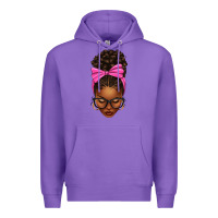 Purple afro messy bun pink bow Premium Hoodie - texasbilliewilder
