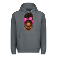 Rock afro messy bun pink bow Premium Hoodie - texasbilliewilder