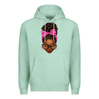 Seafoam afro messy bun pink bow Premium Hoodie - texasbilliewilder