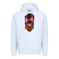 White afro messy bun pink bow Premium Hoodie - texasbilliewilder