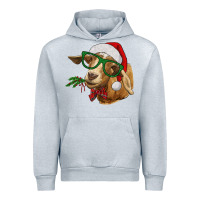 Heather Grey Christmas Glasses Goat Urban Hoodie - RanaPortraitStore