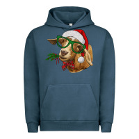 Pigment Midnight Navy Christmas Glasses Goat Urban Hoodie - RanaPortraitStore