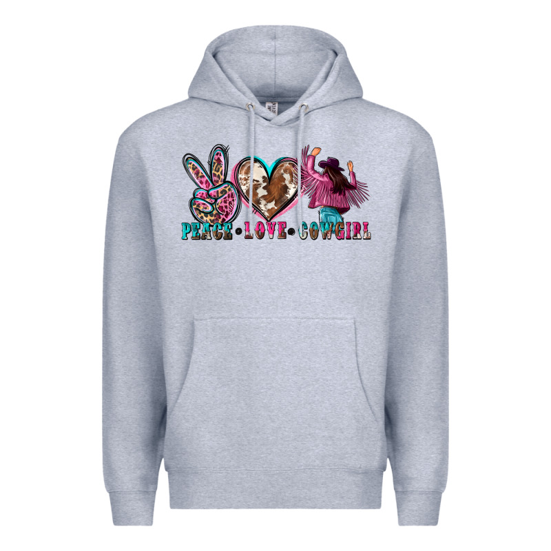 Peace Love Cowgirl Premium Hoodie by Zillion Design Studio | Teevron