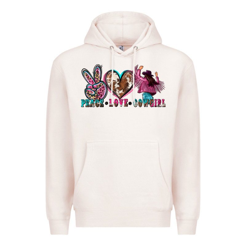 Peace Love Cowgirl Premium Hoodie by Zillion Design Studio | Teevron