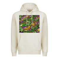 Oatmeal Heather mardi gras louisiana crocodile leopard Premium Hoodie - RanaPortraitStore