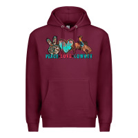 Burgundy peace love cowboy Premium Hoodie - Zillion Design Studio