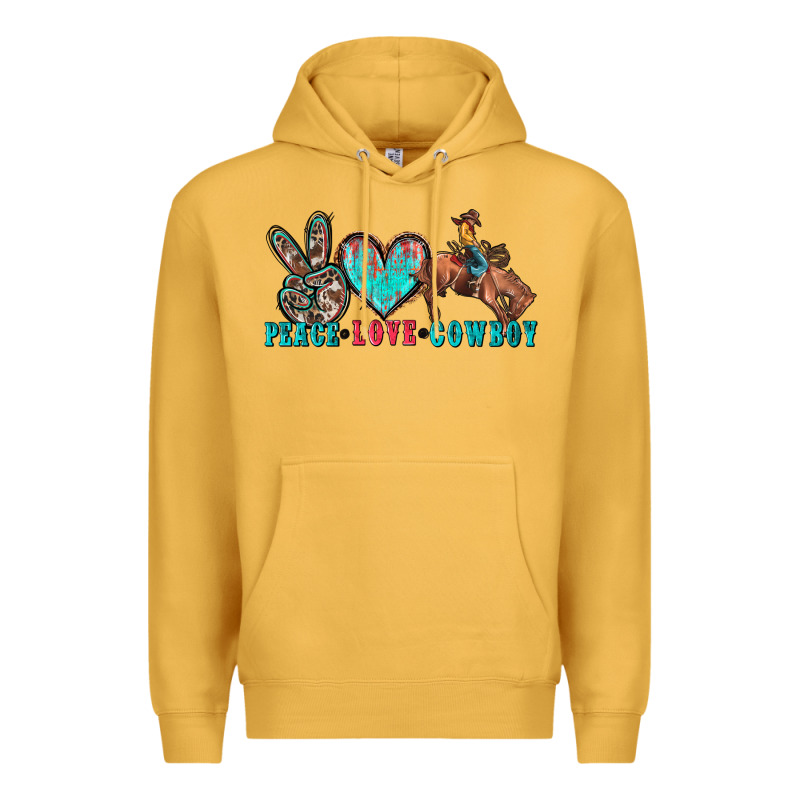 Peace Love Cowboy Premium Hoodie by Zillion Design Studio | Teevron