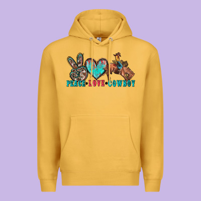 Peace Love Cowboy Premium Hoodie Designed By Zillion Design Studio