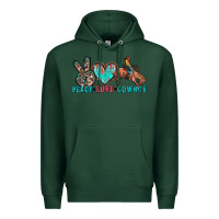 Sports Green peace love cowboy Premium Hoodie - Zillion Design Studio