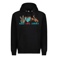 Black peace love cowboy Premium Hoodie - Zillion Design Studio