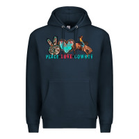 Navy peace love cowboy Premium Hoodie - Zillion Design Studio