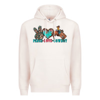Pale Pink peace love cowboy Premium Hoodie - Zillion Design Studio