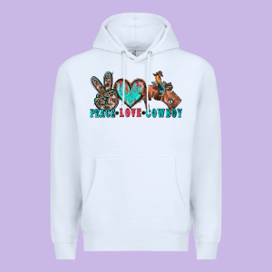 Peace Love Cowboy Premium Hoodie Designed By Zillion Design Studio