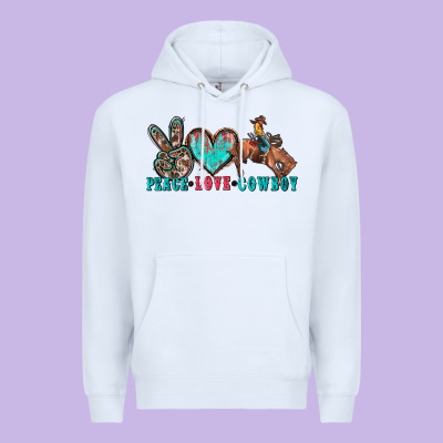 Peace Love Cowboy Premium Hoodie Designed By Zillion Design Studio