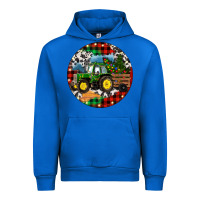 Cobalt Christmas Farm Tractor Urban Hoodie - RanaPortraitStore