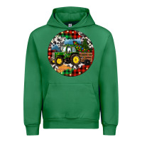 Emerald Christmas Farm Tractor Urban Hoodie - RanaPortraitStore