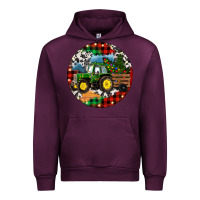 Mauve Wine Christmas Farm Tractor Urban Hoodie - RanaPortraitStore