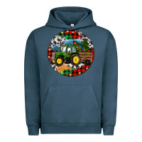 Pigment Midnight Navy Christmas Farm Tractor Urban Hoodie - RanaPortraitStore