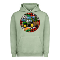 Pigment Oil Green Christmas Farm Tractor Urban Hoodie - RanaPortraitStore