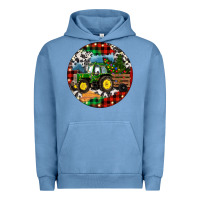 Pigment Pebble Blue Christmas Farm Tractor Urban Hoodie - RanaPortraitStore