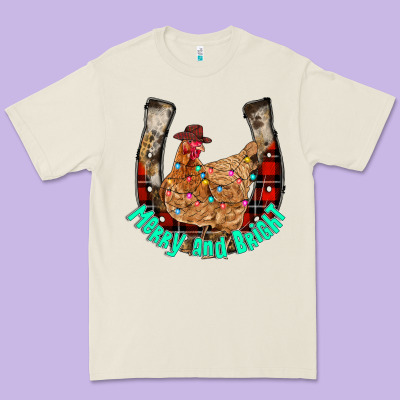 Horseshoe Chicken Premium Tee Designed By Cowhidedigitalart