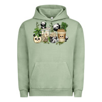 Pigment Oil Green panda coffee cups Urban Hoodie - texasbilliewilder