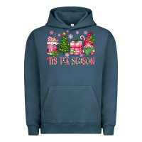Pigment Midnight Navy pink christmas 'tis the season gnome Urban Hoodie - Zillion Design Studio