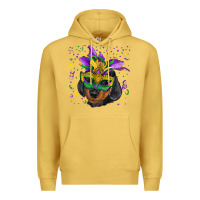 Antique Gold Mardi Gras Dachshund Puppy with Mask Premium Hoodie - RanaPortraitStore