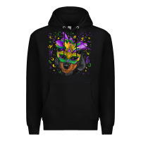 Black Mardi Gras Dachshund Puppy with Mask Premium Hoodie - RanaPortraitStore