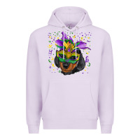 Lilac Mardi Gras Dachshund Puppy with Mask Premium Hoodie - RanaPortraitStore